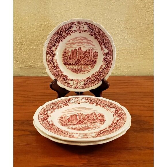 Bread and Butter Plates Pink Royal Swan Historic Vintage England Set 3 - Picture 1 of 7